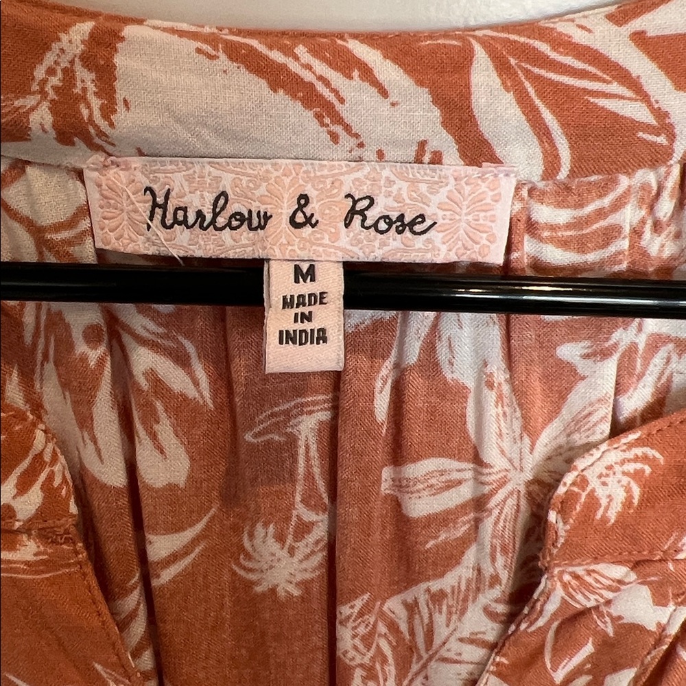Rust Floral Button-Front Midi Dress - Picture 2 of 7